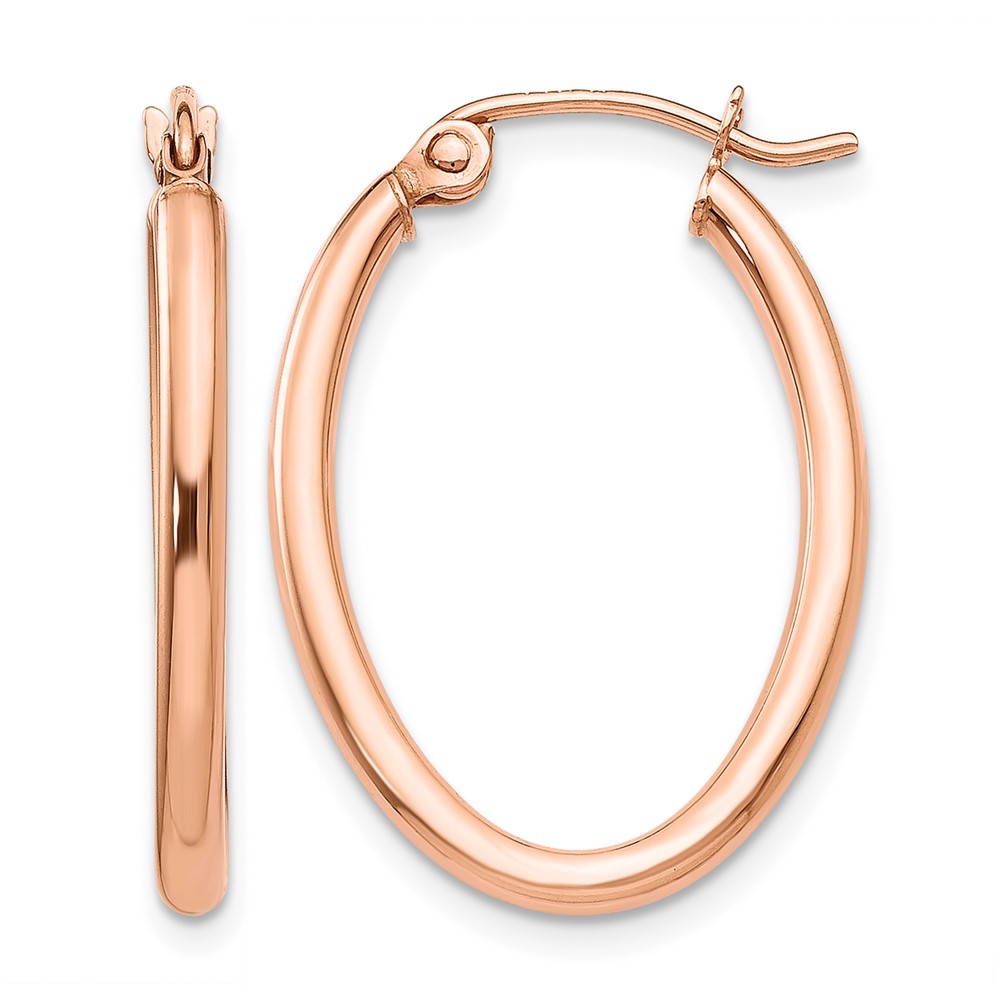 10k Rose Gold Oval Hoop Earrings (10TF595)