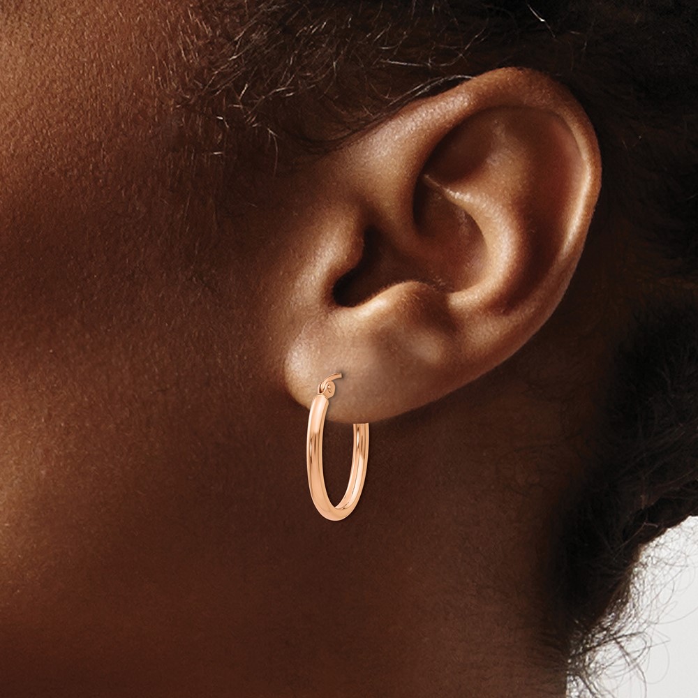 10k Rose Gold Oval Hoop Earrings (10TF596)