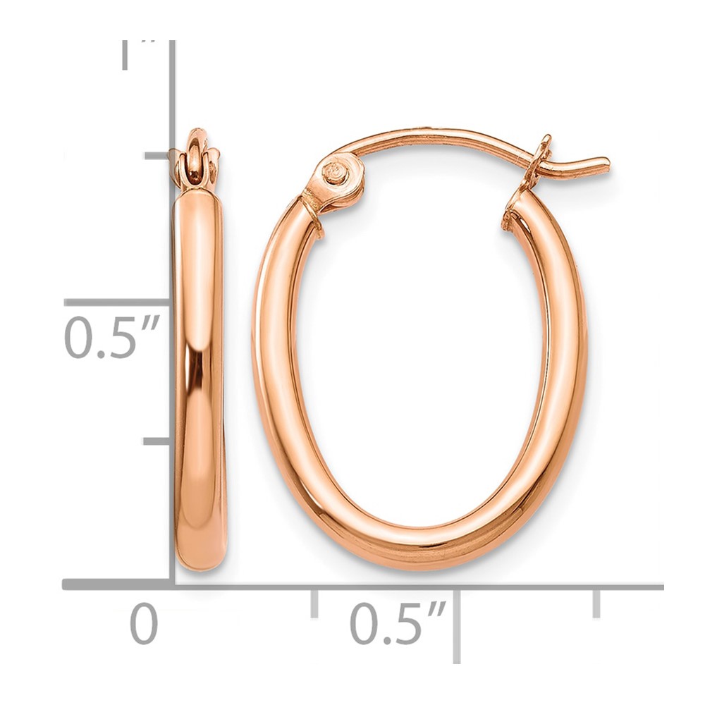 10k Rose Gold Oval Hoop Earrings (10TF596)