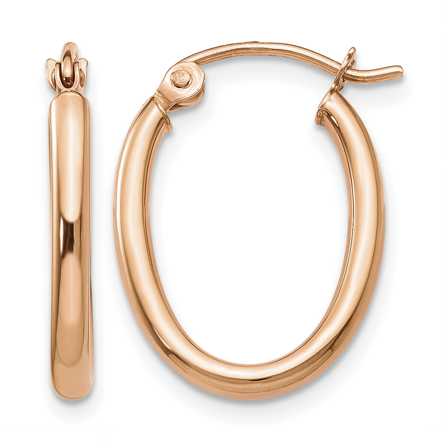 10k Rose Gold Oval Hoop Earrings (10TF596)