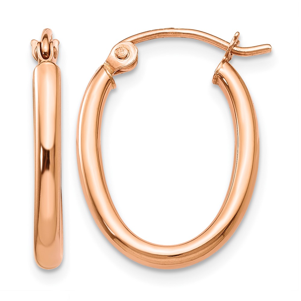 10k Rose Gold Oval Hoop Earrings (10TF596)