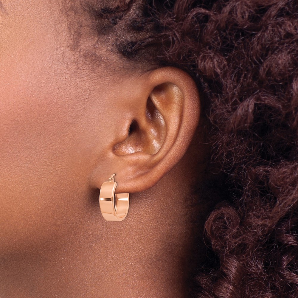 10k Rose Gold Polished Hoop Earrings (10TF616)