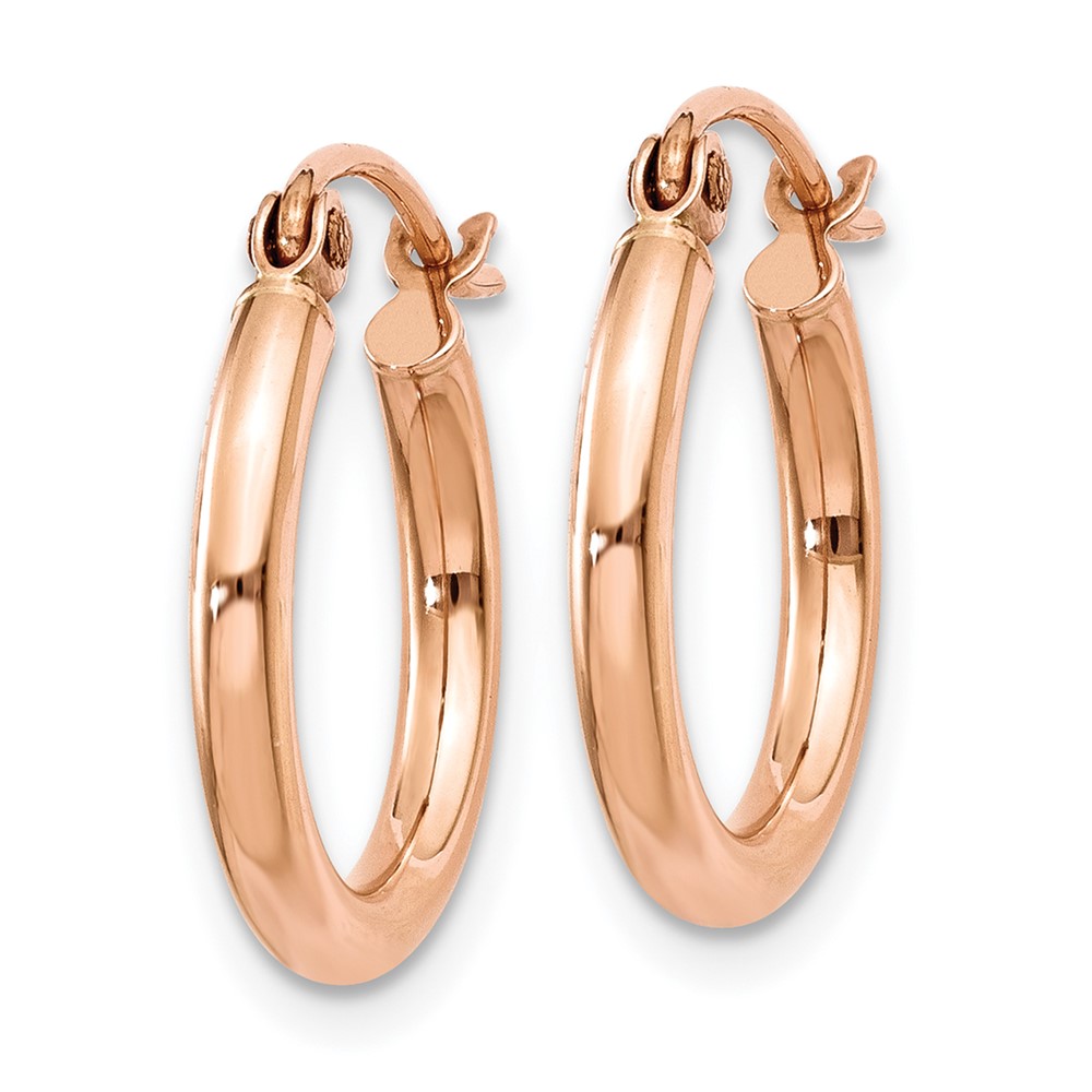 10k Rose Gold Polished 2mm Lightweight Tube Hoop Earrings (10TF652)