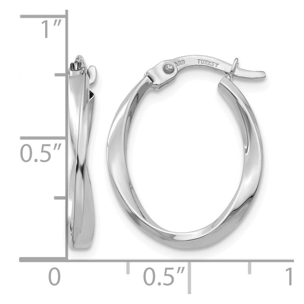 10k White Gold Polished Oval Twist Hoop Earrings (10TF670)