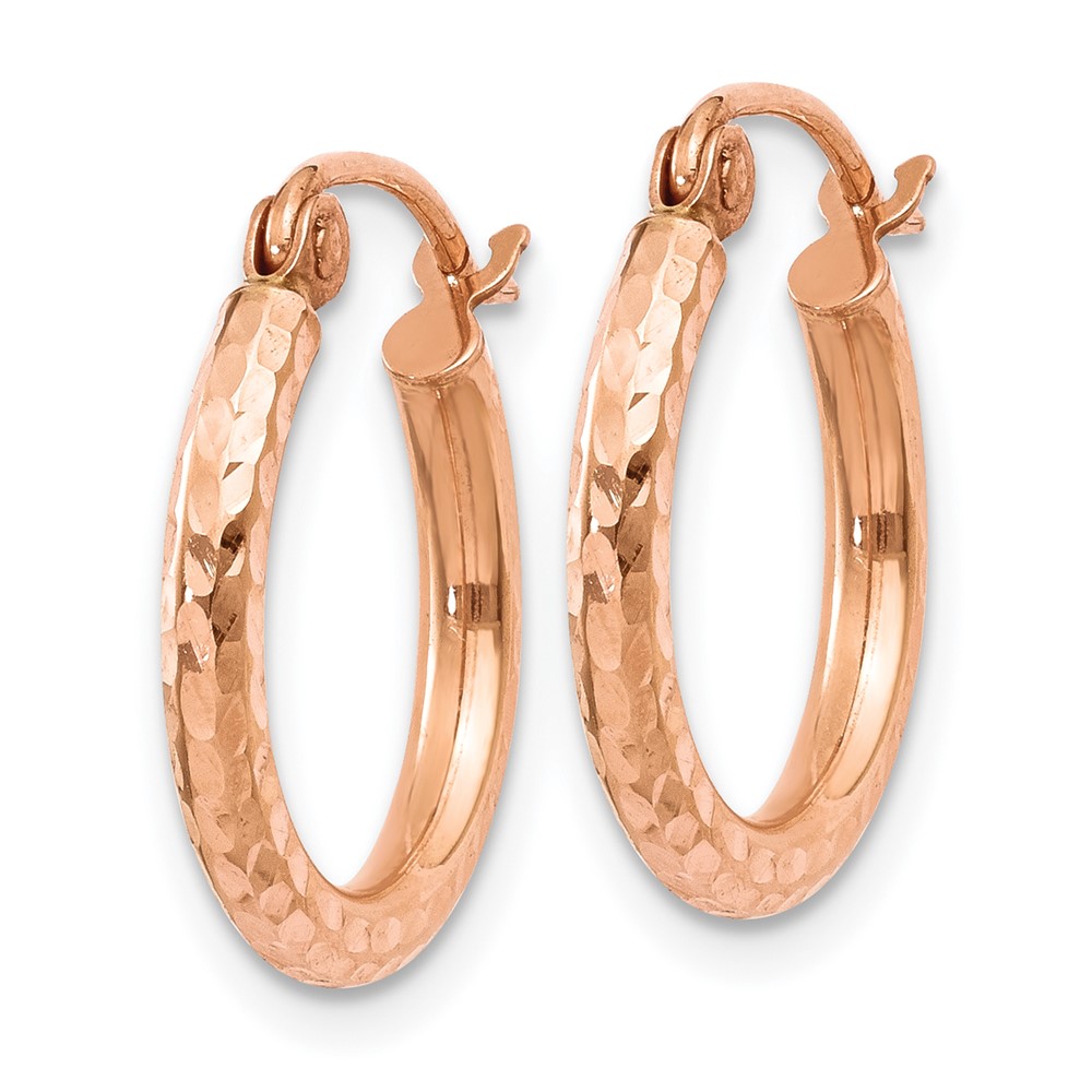 10K Rose Gold Lightweight Diamond-cut Hoop Earrings (10TF679)
