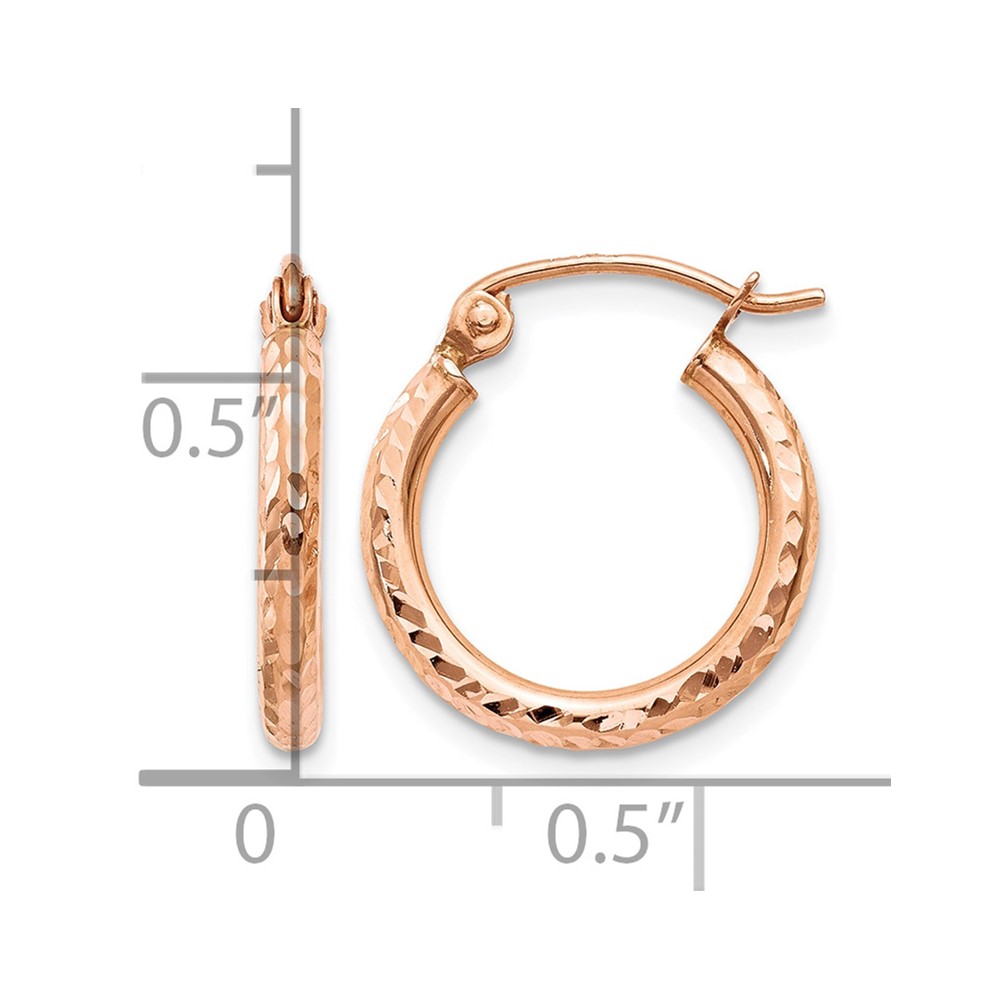 10K Rose Gold Lightweight Diamond-cut Hoop Earrings (10TF679)