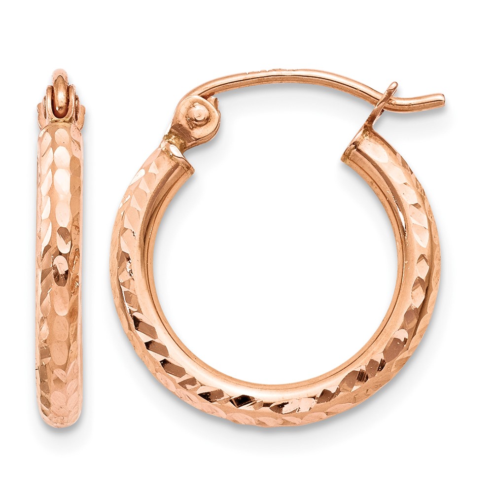 10K Rose Gold Lightweight Diamond-cut Hoop Earrings (10TF679)