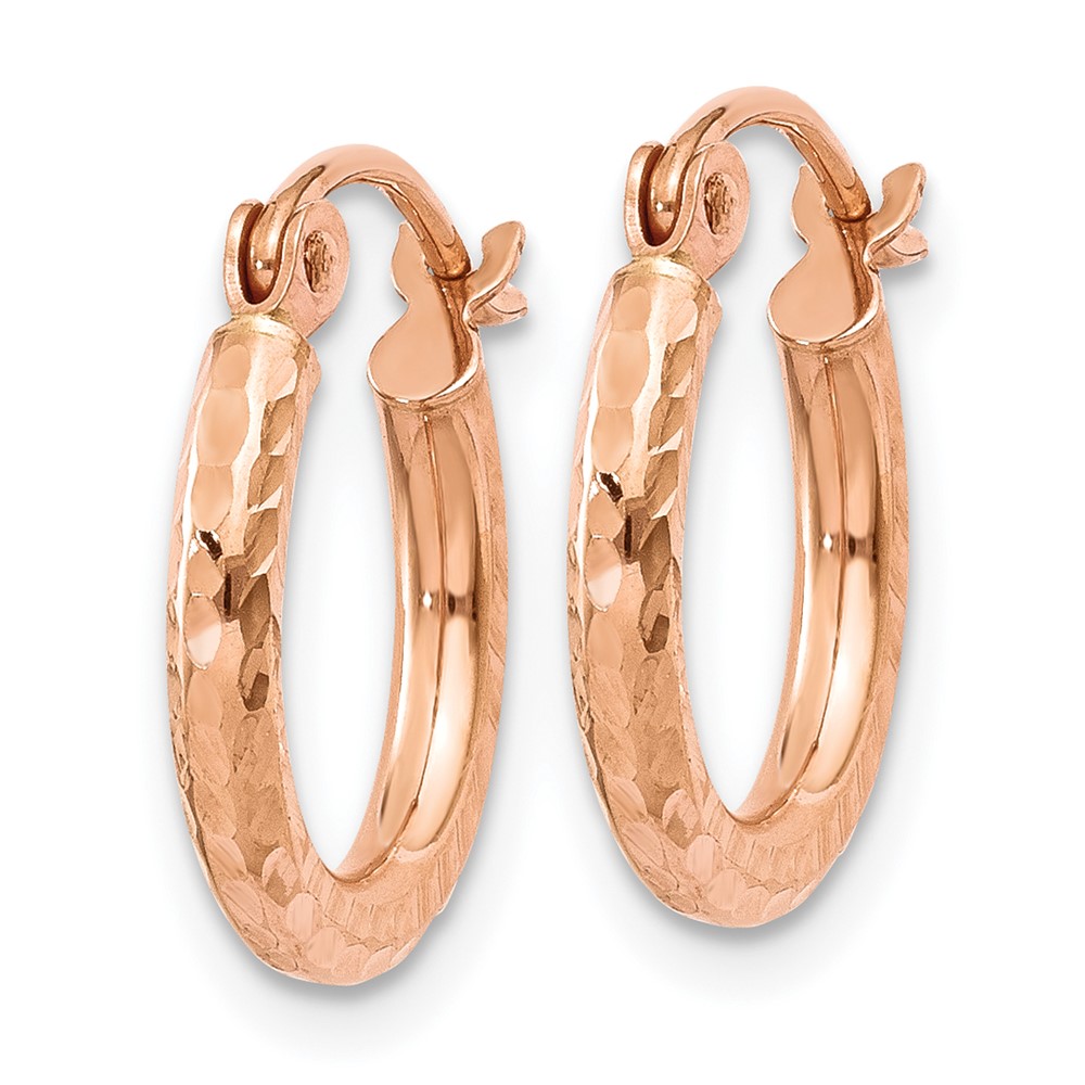 10K Rose Gold Lightweight Diamond-cut Hoop Earrings (10TF680)