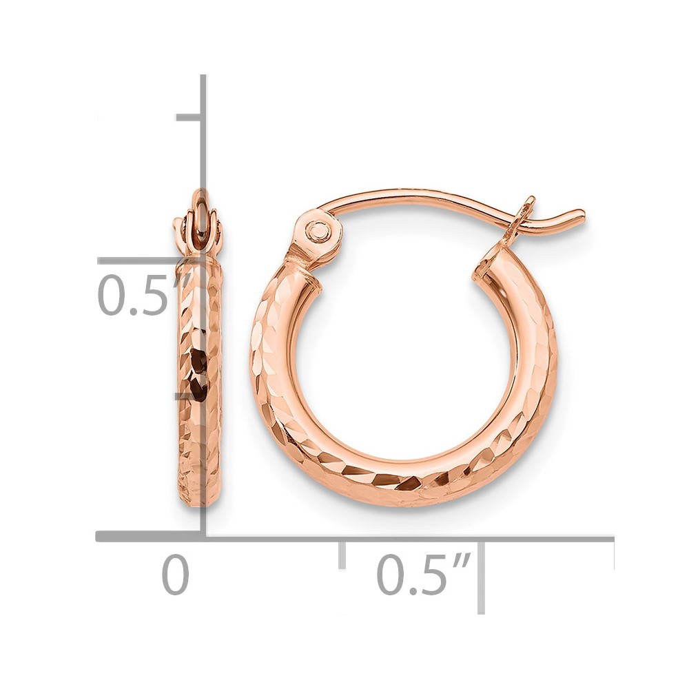 10K Rose Gold Lightweight Diamond-cut Hoop Earrings (10TF680)
