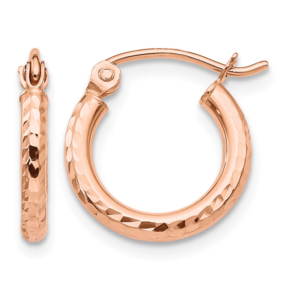 10K Rose Gold Lightweight Diamond-cut Hoop Earrings (10TF680)