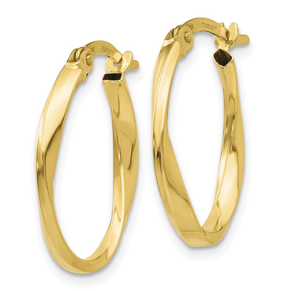 10k Gold Polished Twisted Oval Hoop Earrings (10TF683)
