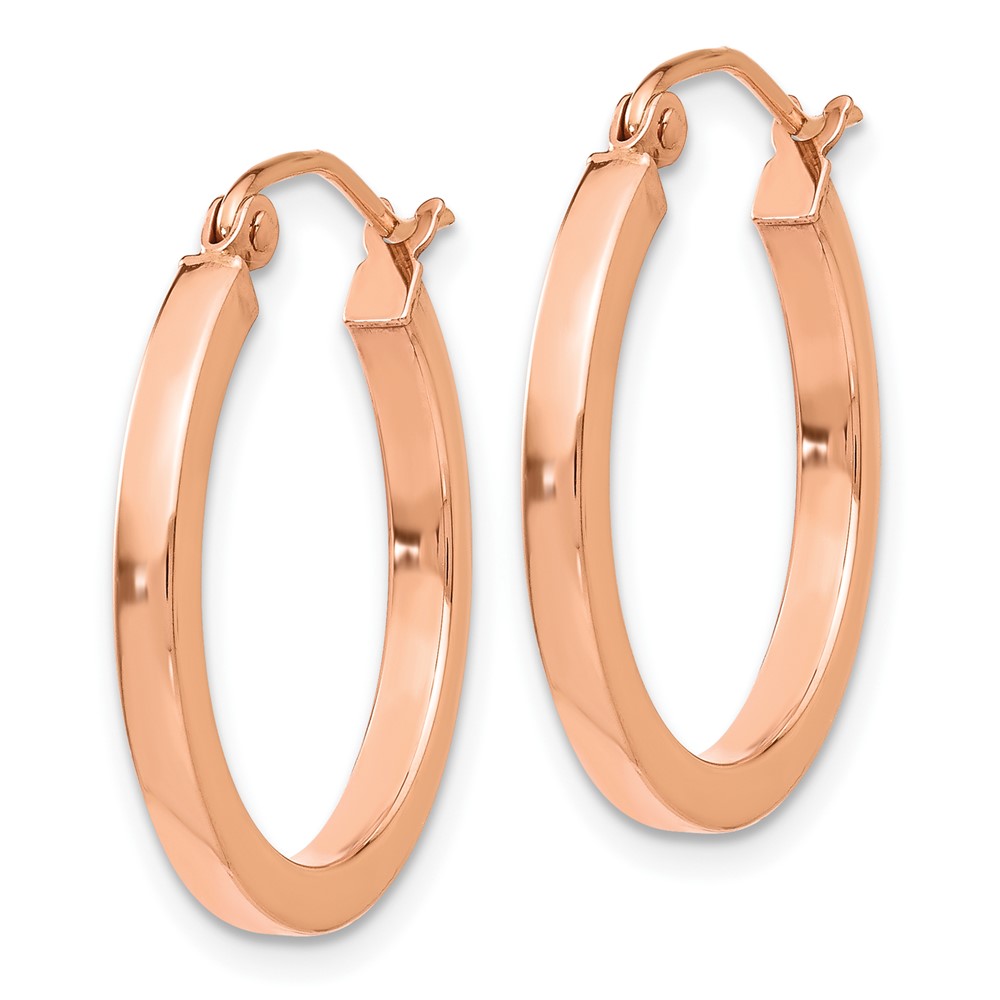10k Rose Gold Lightweight Square Tube Hoop Earrings (10TF737)