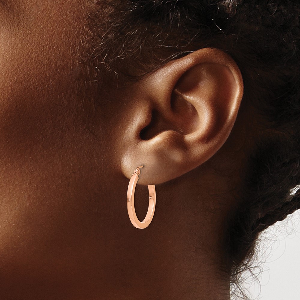 10k Rose Gold Lightweight Square Tube Hoop Earrings (10TF737)