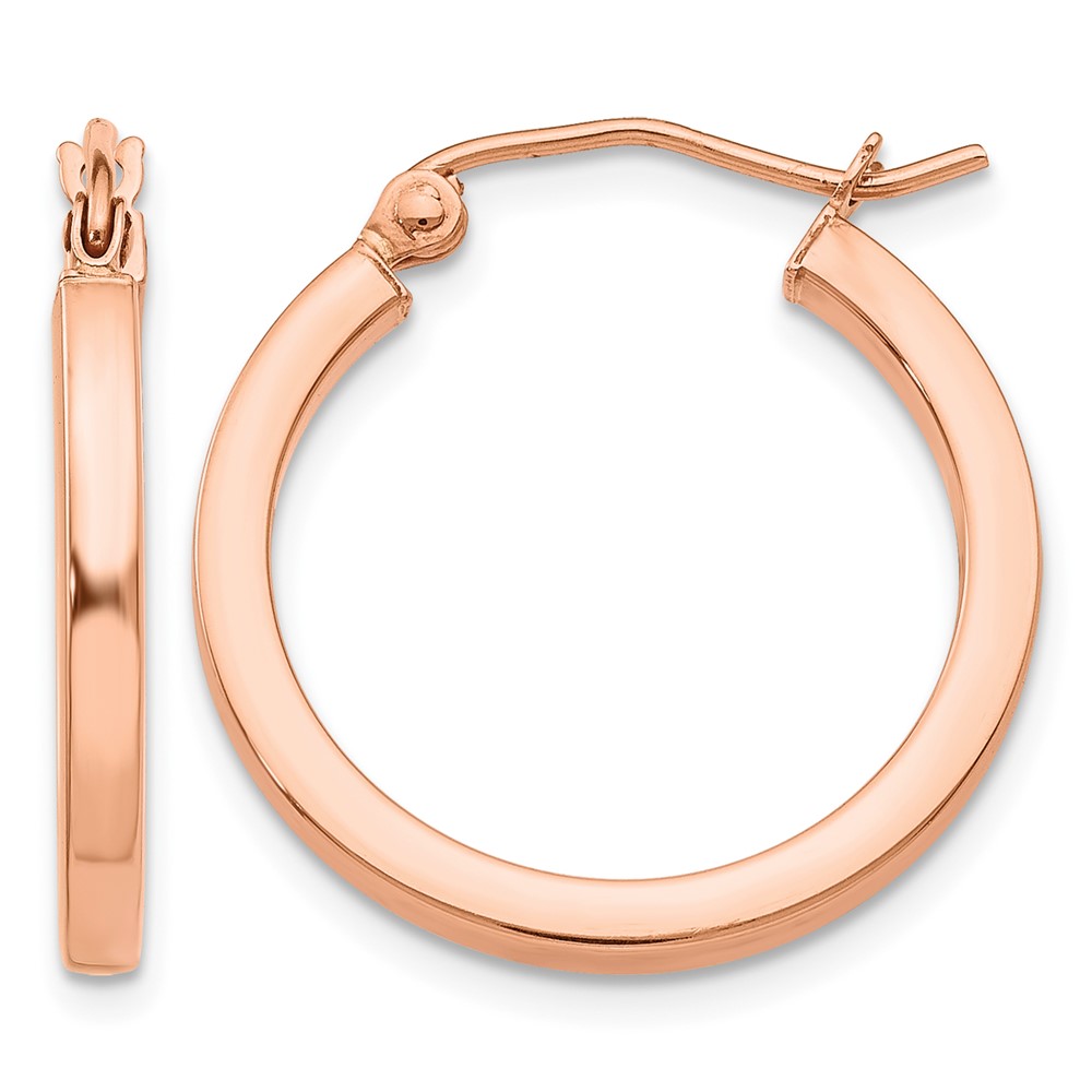 10k Rose Gold Lightweight Square Tube Hoop Earrings (10TF737)