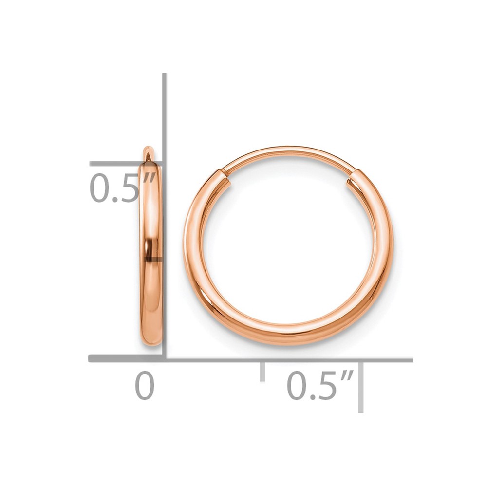 10k Rose Gold Polished Endless Tube Hoop Earrings (10TF781)