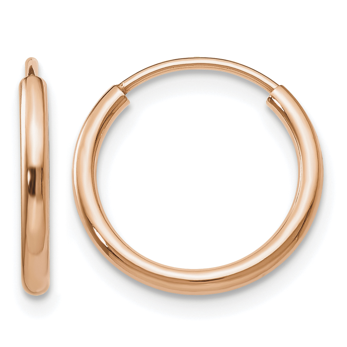 10k Rose Gold Polished Endless Tube Hoop Earrings (10TF781)