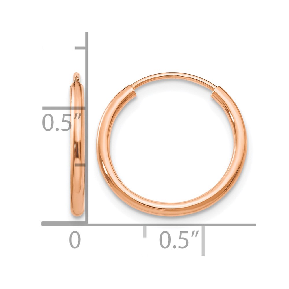 10k Rose Gold Polished Endless Tube Hoop Earrings (10TF782)