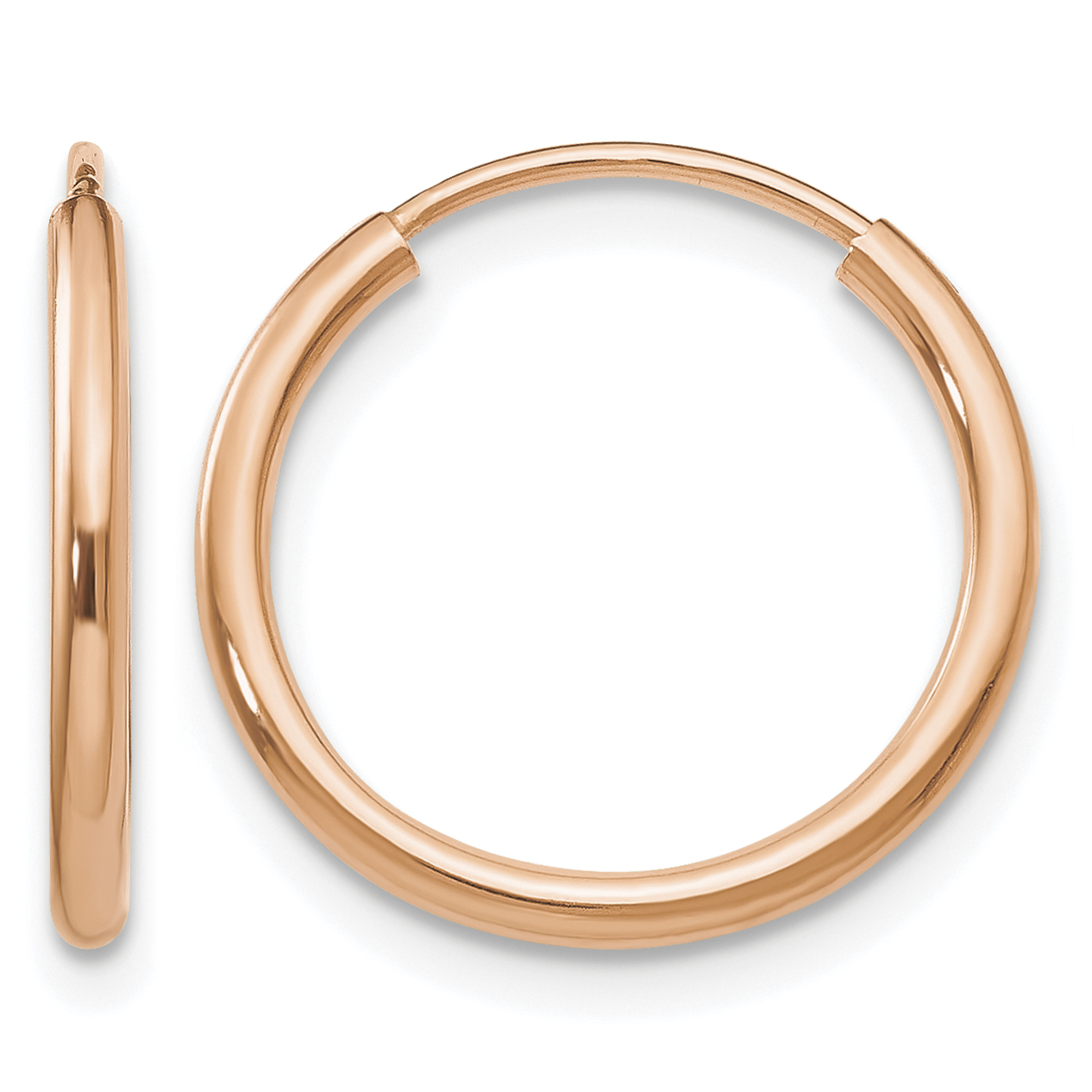 10k Rose Gold Polished Endless Tube Hoop Earrings (10TF782)