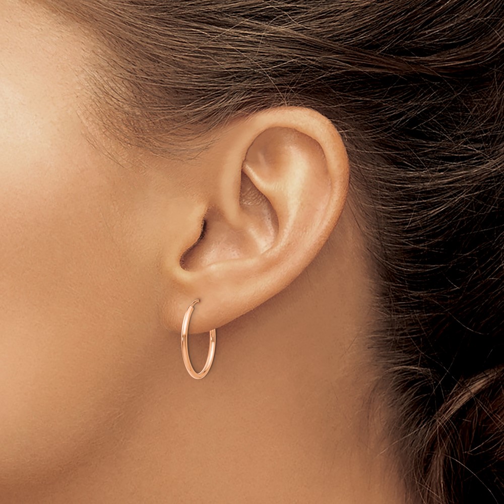 10k Rose Gold Polished Endless Tube Hoop Earrings (10TF783)