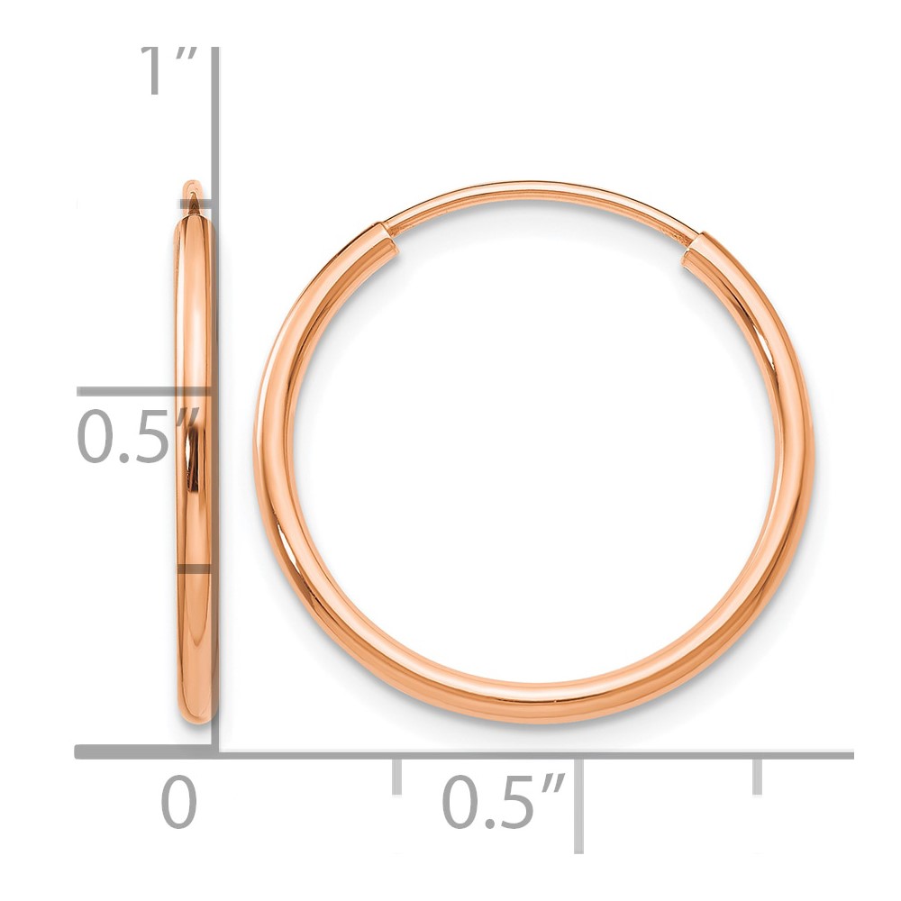 10k Rose Gold Polished Endless Tube Hoop Earrings (10TF783)