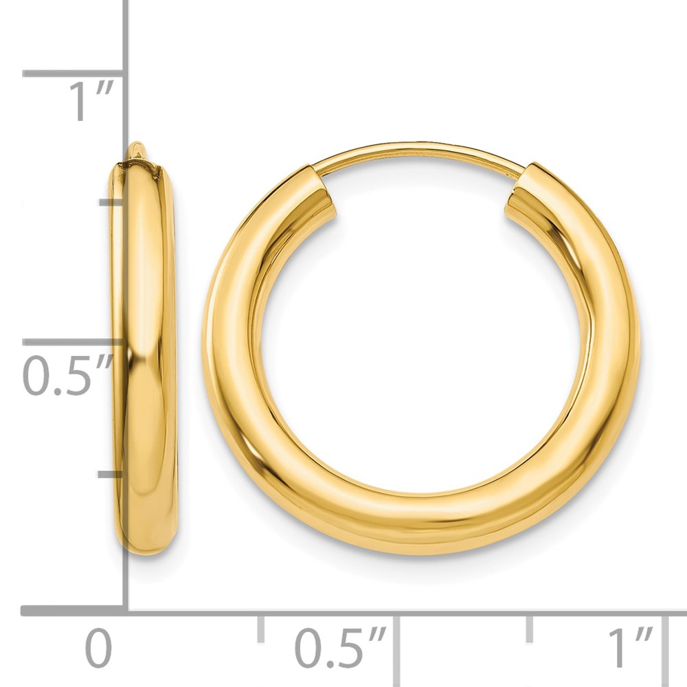 10k Polished Endless Tube Hoop Earrings (10TF807)