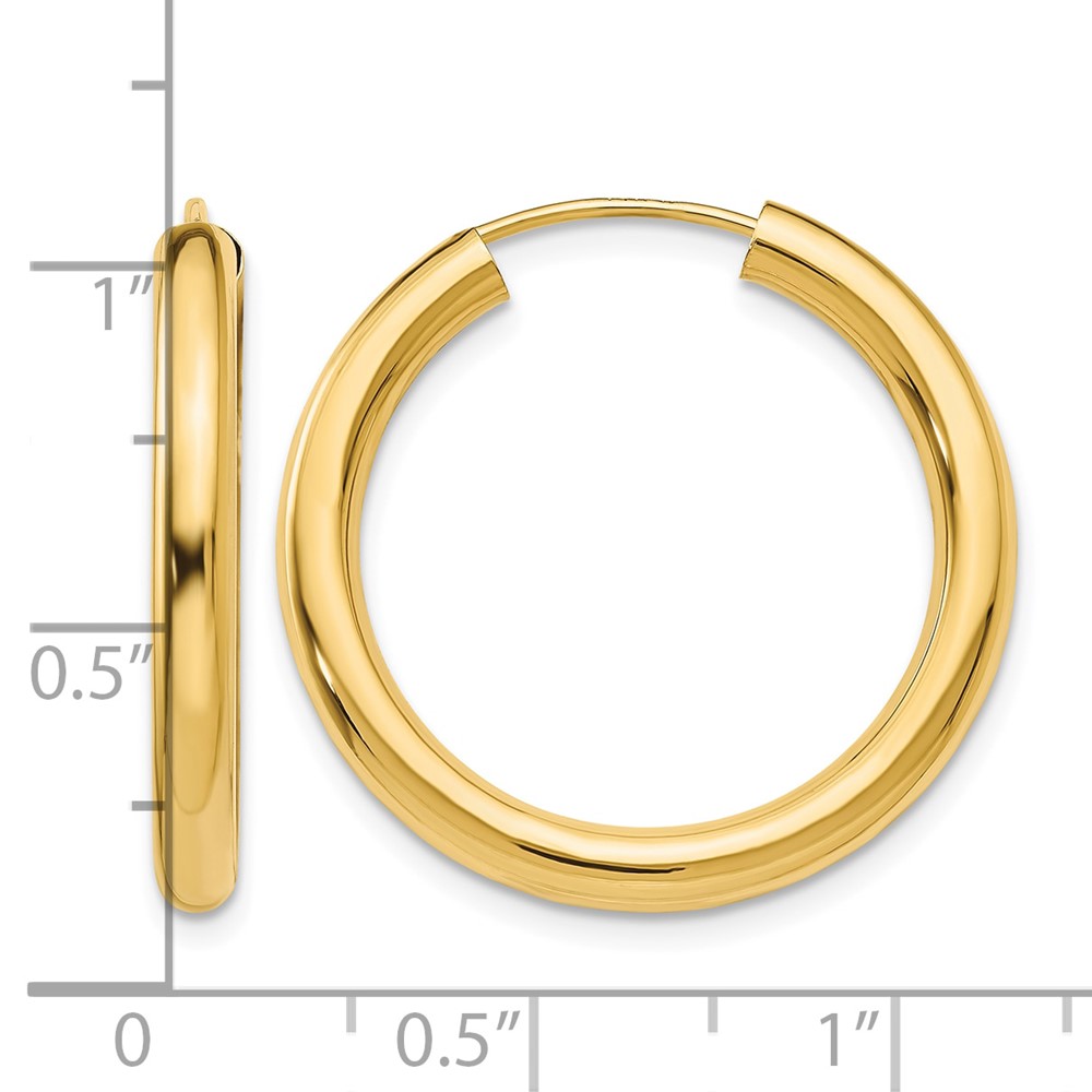 10k Polished Endless Tube Hoop Earrings (10TF808)