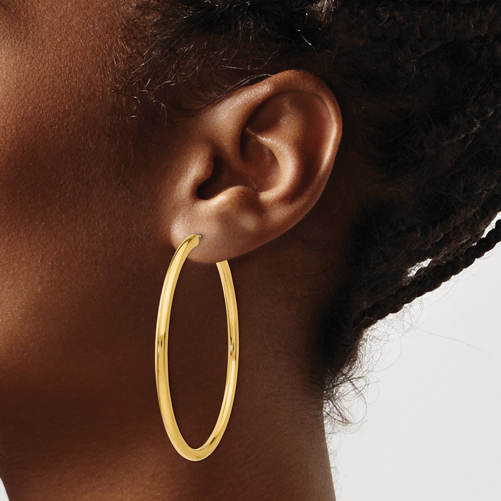 10k Polished Endless Tube Hoop Earrings (10TF811)