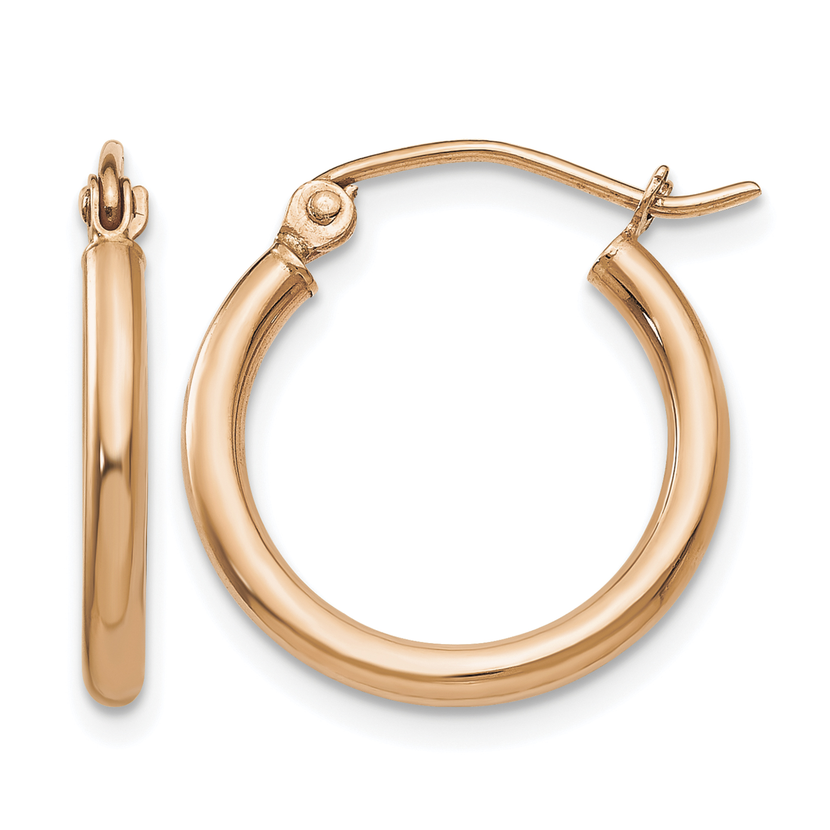 10k Rose Gold Polished 2.5mm Lightweight Tube Hoop Earrings (10TF829)