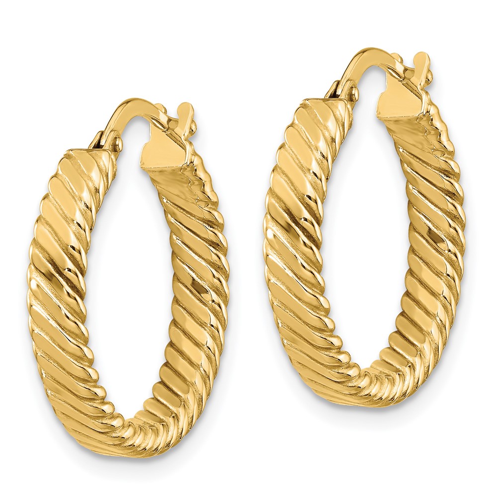 10k Small 3mm Patterned Hoop Earrings (10TF863)