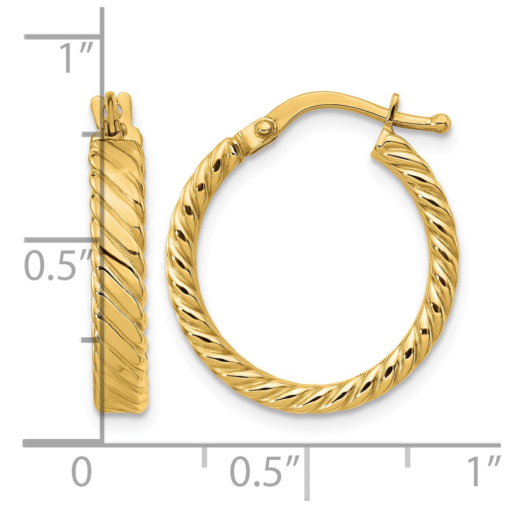 10k Small 3mm Patterned Hoop Earrings (10TF863)