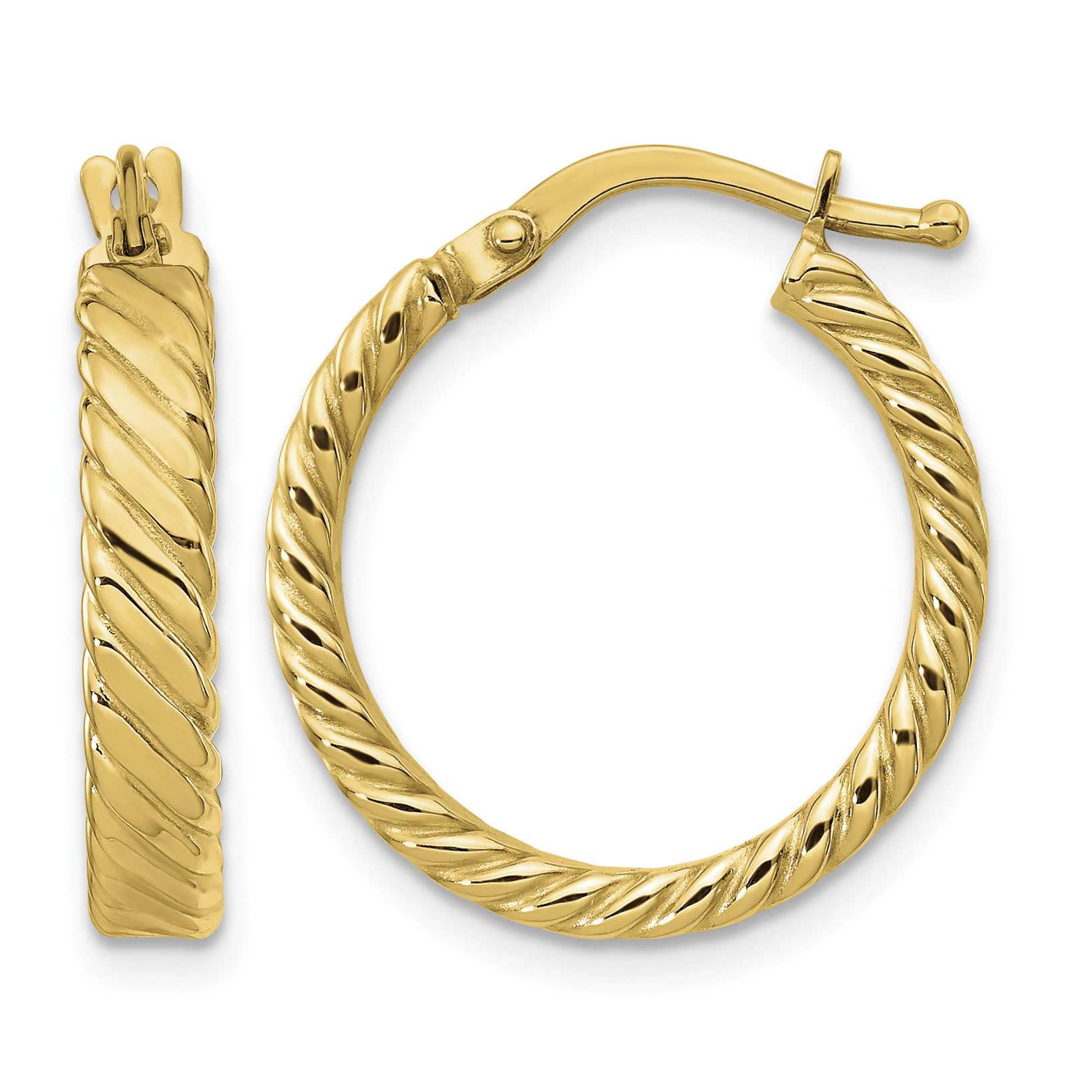 10k Small 3mm Patterned Hoop Earrings (10TF863)