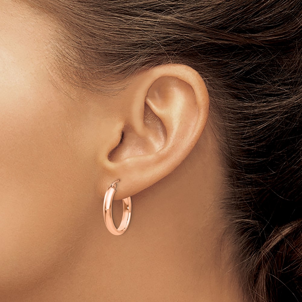 10k Rose Gold Polished Oval Tube Hoop Earrings (10TF974)