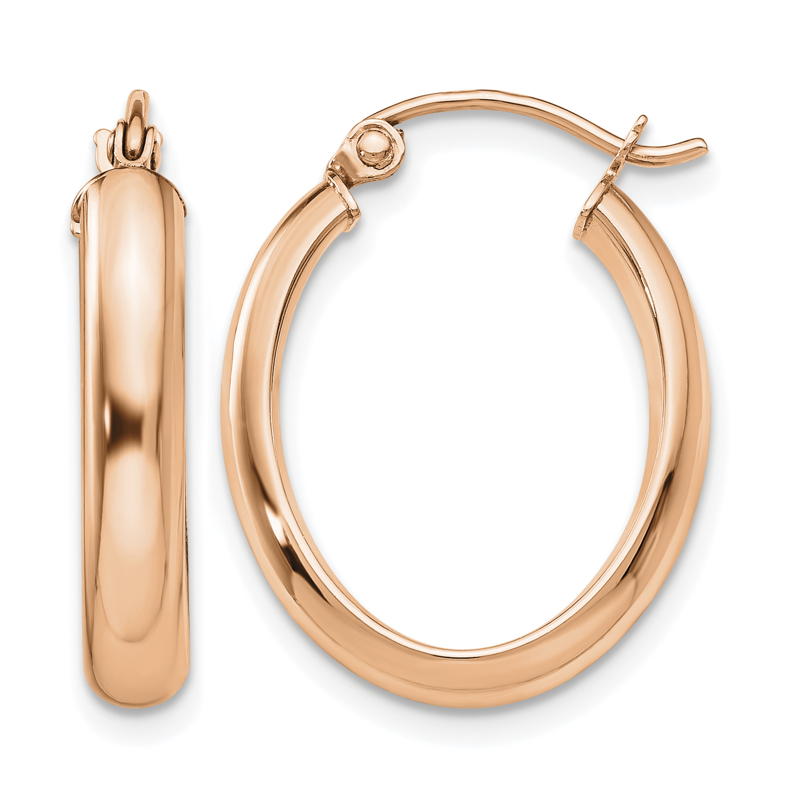 10k Rose Gold Polished Oval Tube Hoop Earrings (10TF974)
