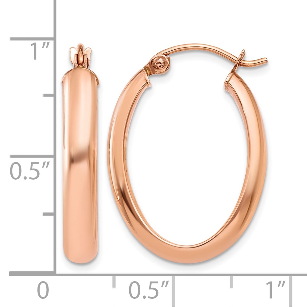 10k Rose Gold Polished Half-Round Oval Hoop Earrings (10TF975)