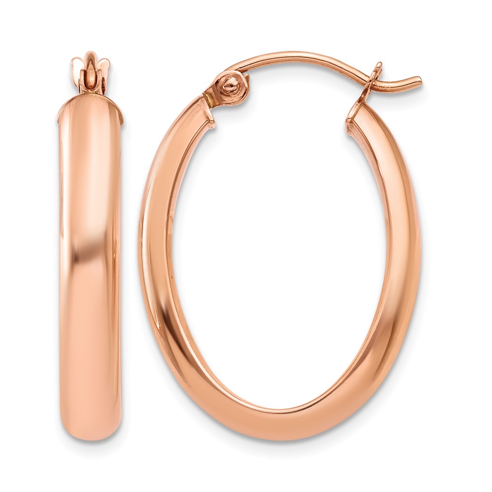 10k Rose Gold Polished Half-Round Oval Hoop Earrings (10TF975)