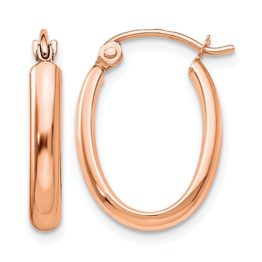 10k Rose Gold Polished Half-Round Oval Hoop Earrings (10TF976)