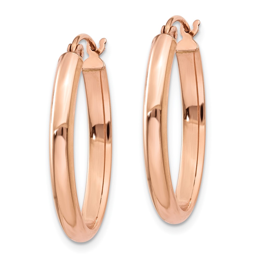 10k Rose Gold Polished Half-Round Oval Hoop Earrings (10TF977)