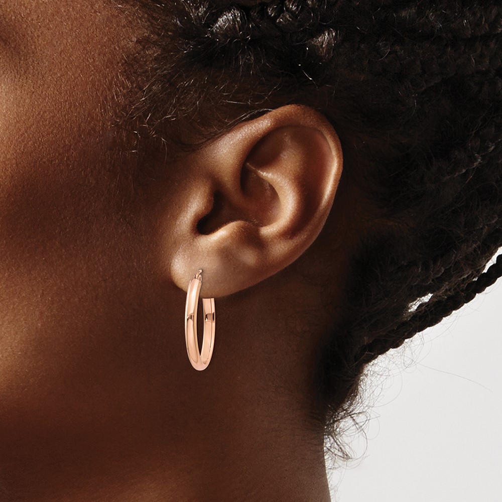 10k Rose Gold Polished Half-Round Oval Hoop Earrings (10TF977)