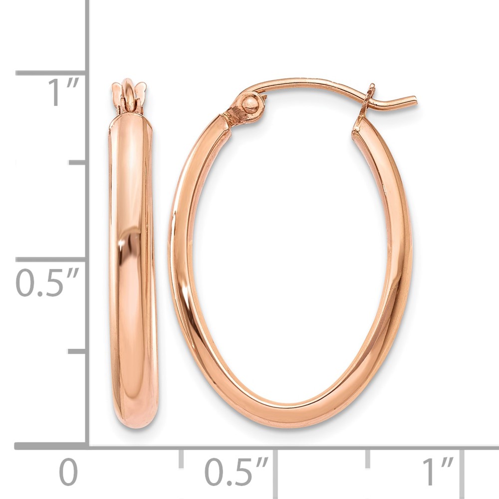 10k Rose Gold Polished Half-Round Oval Hoop Earrings (10TF977)