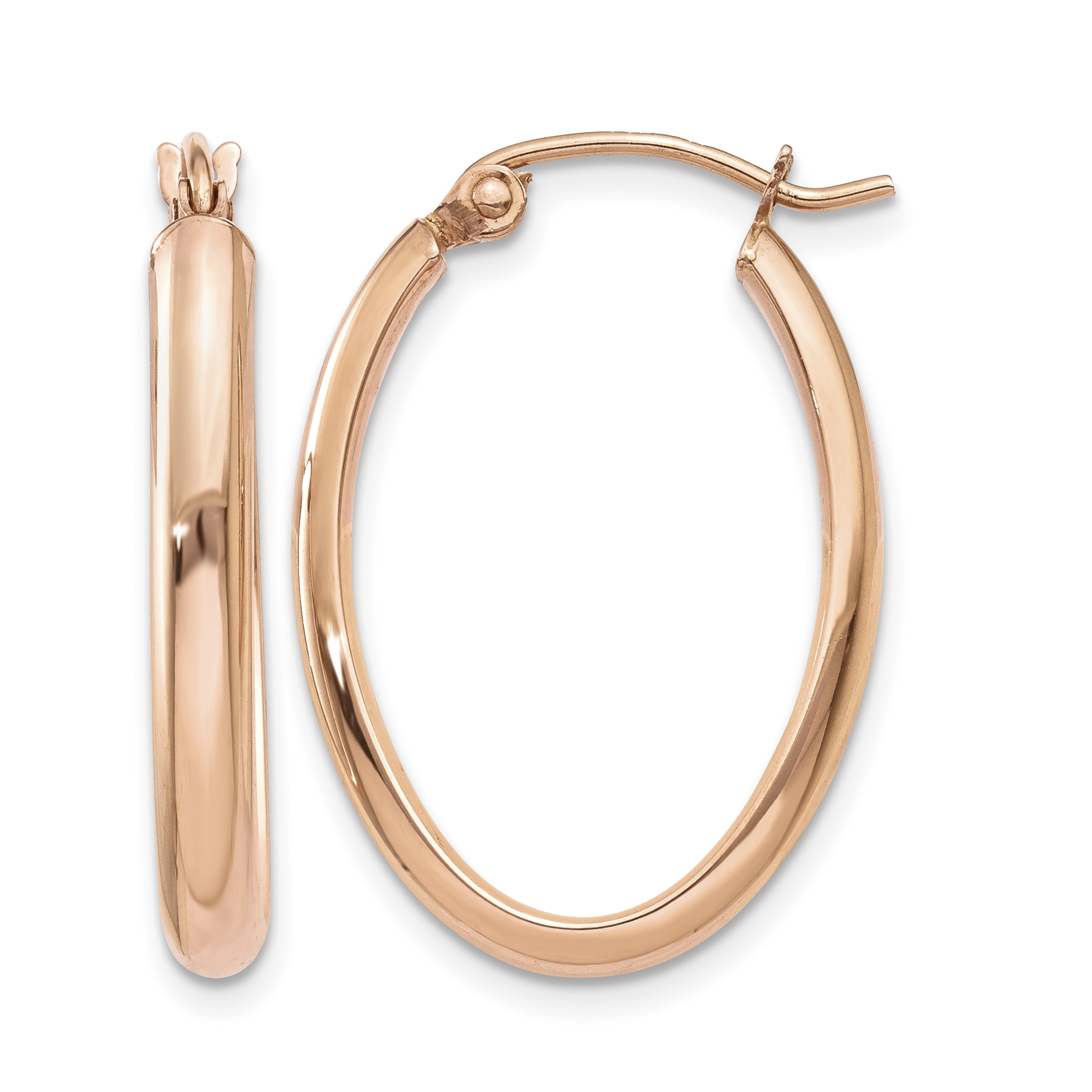 10k Rose Gold Polished Half-Round Oval Hoop Earrings (10TF977)