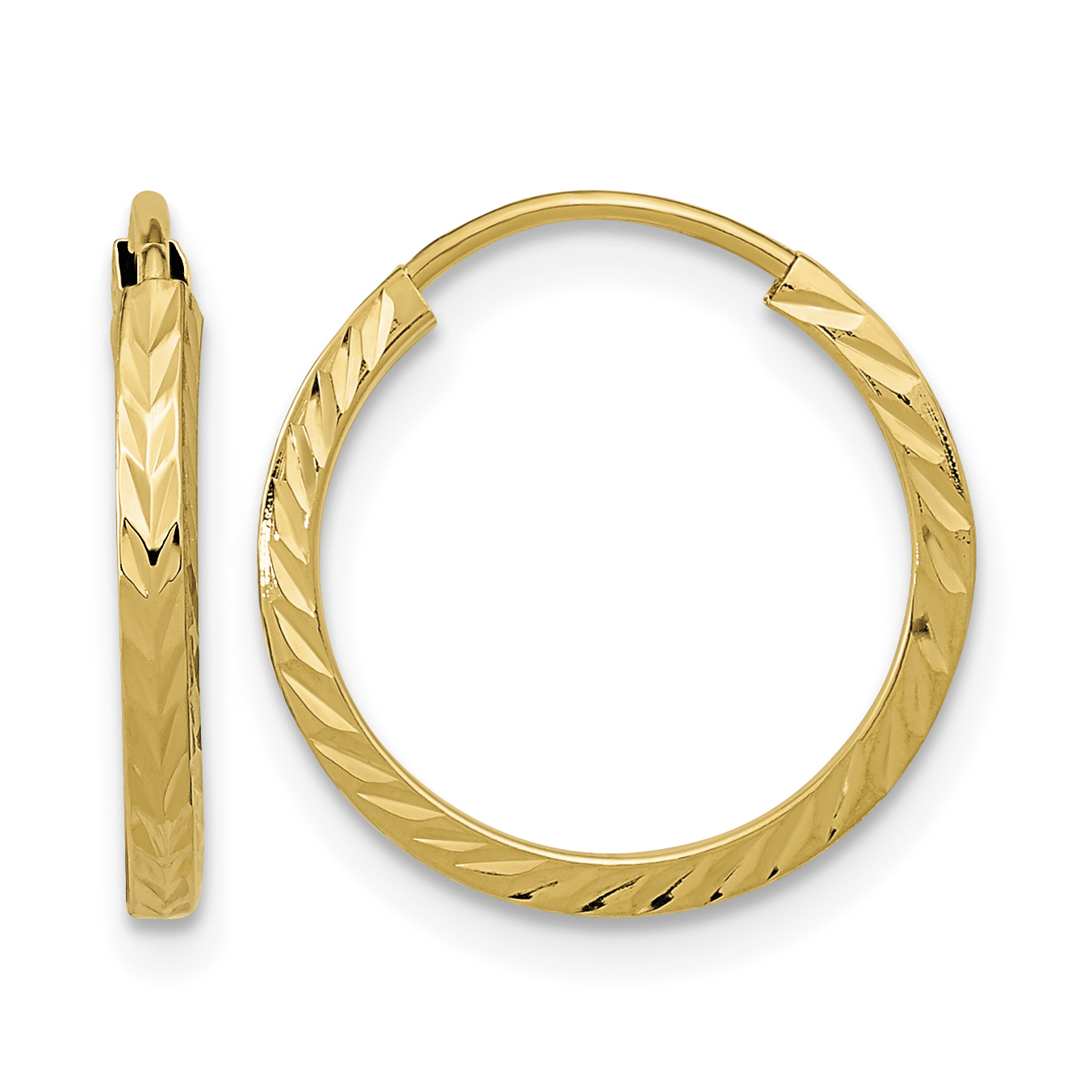 10k Diamond-cut Square Tube Endless Hoop Earrings (10TF993)