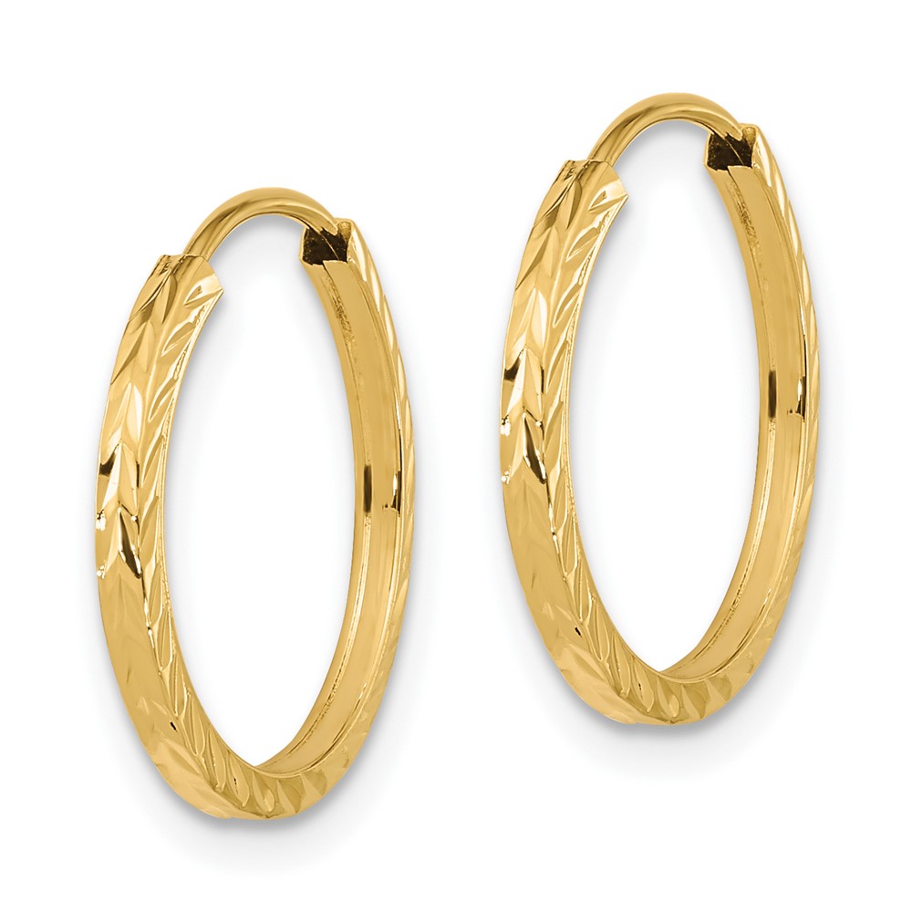10k Diamond-cut Square Tube Endless Hoop Earrings (10TF994)
