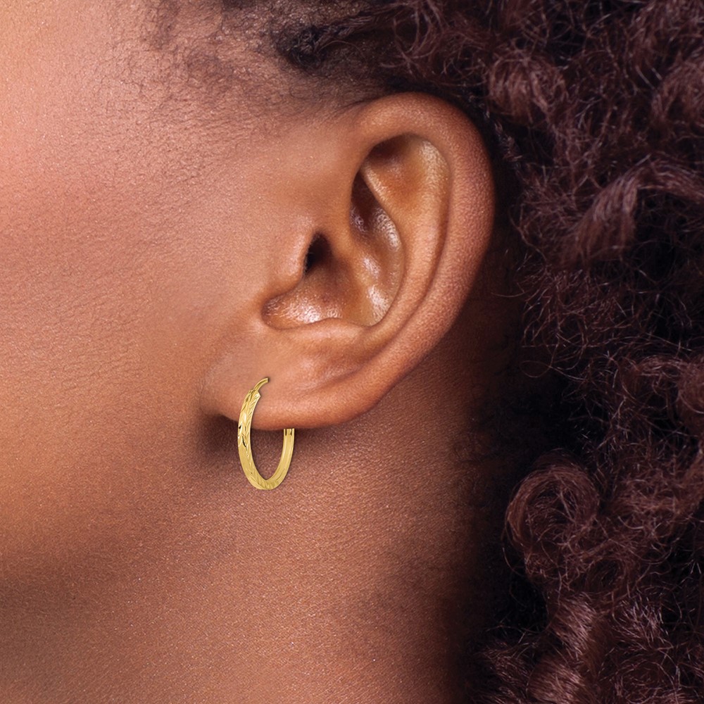 10k Diamond-cut Square Tube Endless Hoop Earrings (10TF994)