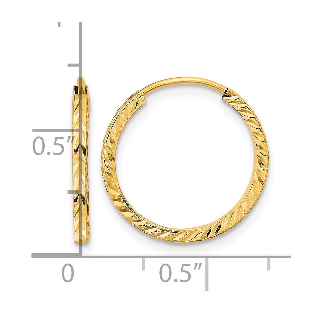 10k Diamond-cut Square Tube Endless Hoop Earrings (10TF994)