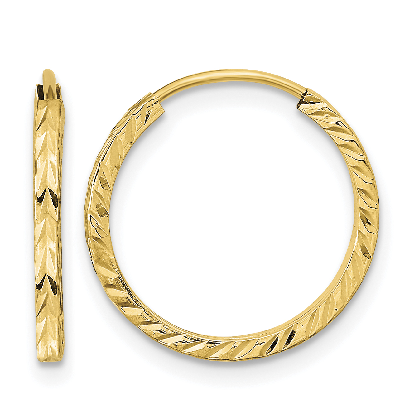 10k Diamond-cut Square Tube Endless Hoop Earrings (10TF994)