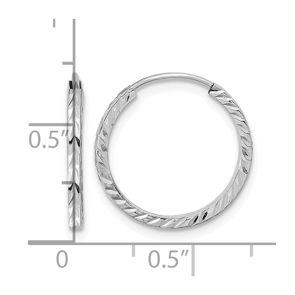 10K White Gold Diamond-cut Square Tube Endless Hoop Earrings (10TF994W)