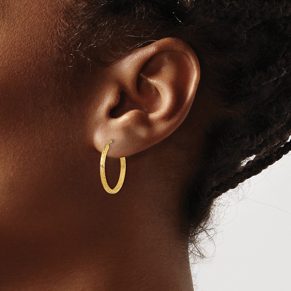 10k Diamond-cut Square Tube Endless Hoop Earrings (10TF995)