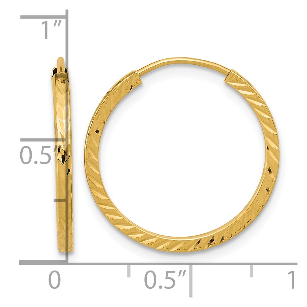 10k Diamond-cut Square Tube Endless Hoop Earrings (10TF995)
