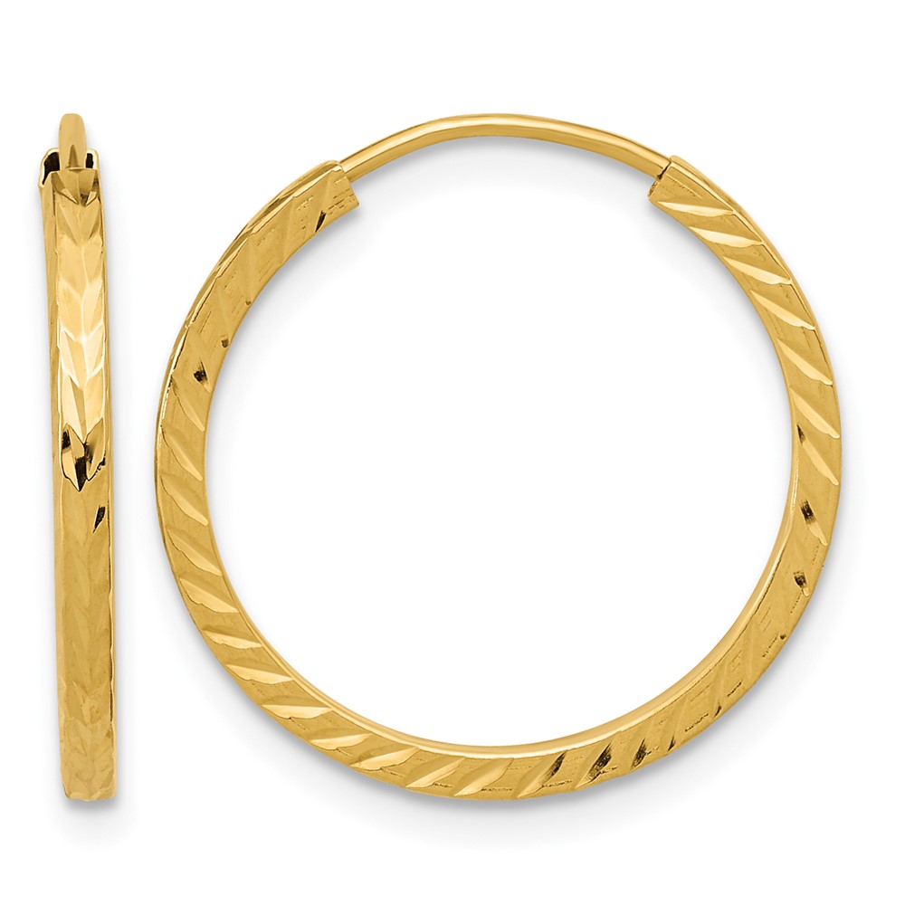 10k Diamond-cut Square Tube Endless Hoop Earrings (10TF995)