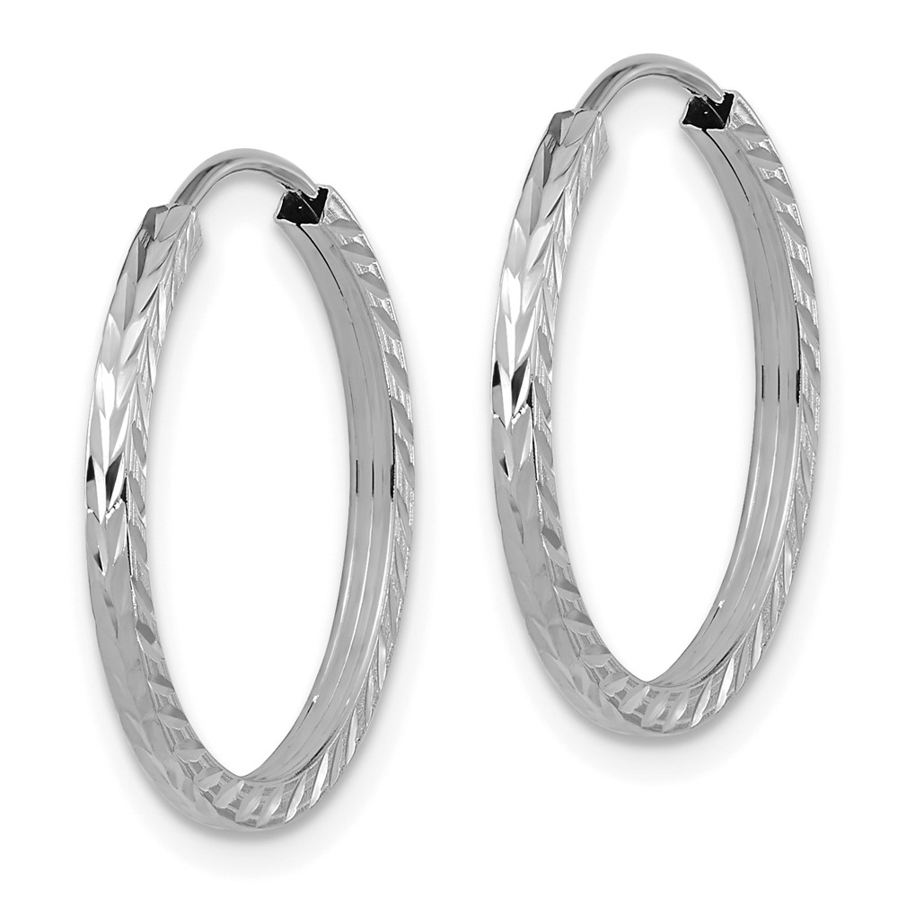 10K White Gold Diamond-cut Square Tube Endless Hoop Earrings (10TF995W)
